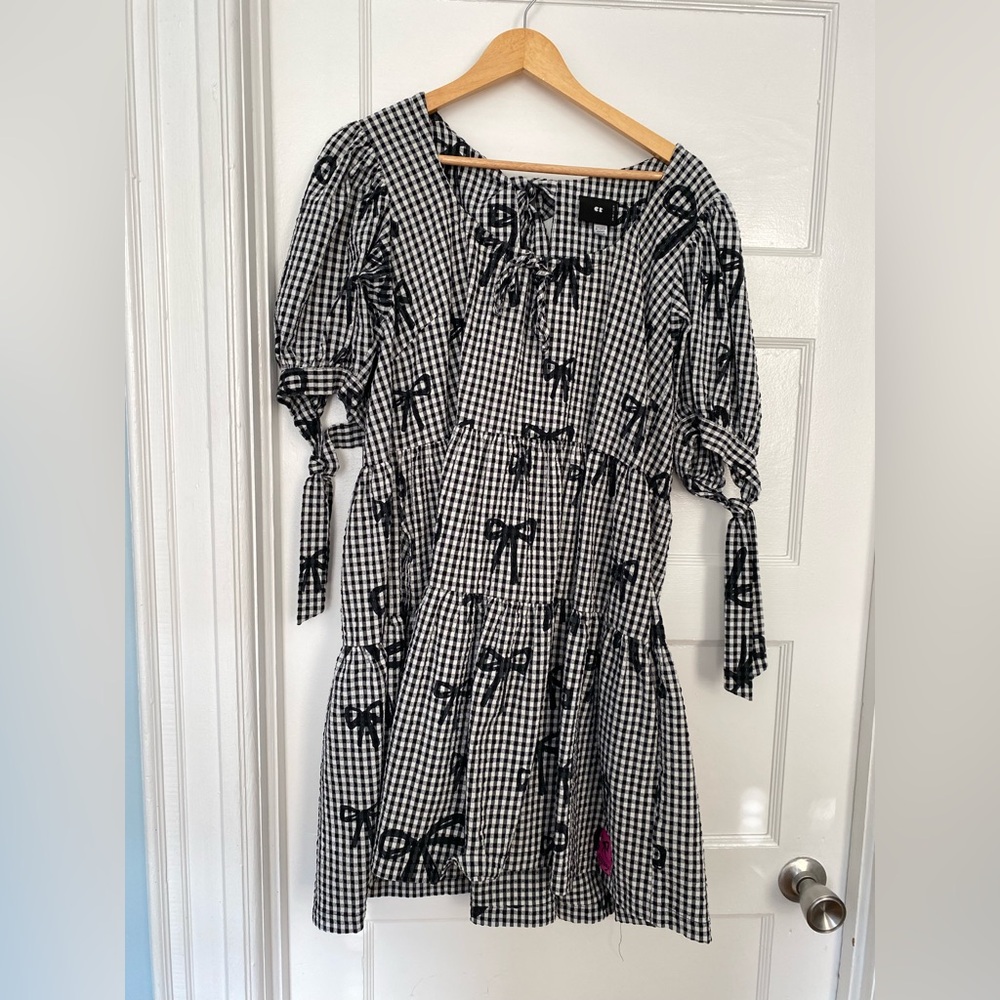 Lazy Oaf “All Bows” Black and White Gingham Dress